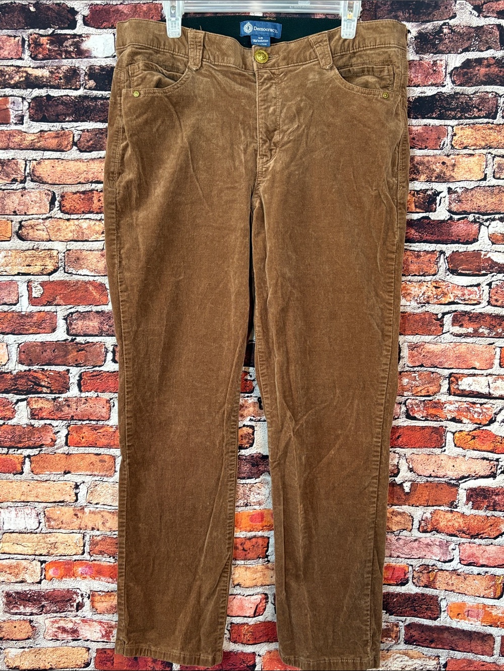 Democracy Women’s Straight Leg Corduroy Pants Golden Brown “Ab”solution 16